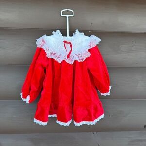 Sweet Treats Red Velvet Lace Trimmed Holiday Dress Baby Toddler Size 2T
